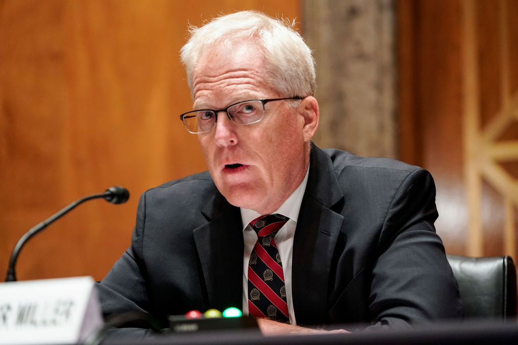 National Counterterrorism Center Director Christopher Miller testifies at a Senate Homeland Security and Governmental Affairs Committee hearing (Photo by Joshua Roberts-Pool/Getty Images)